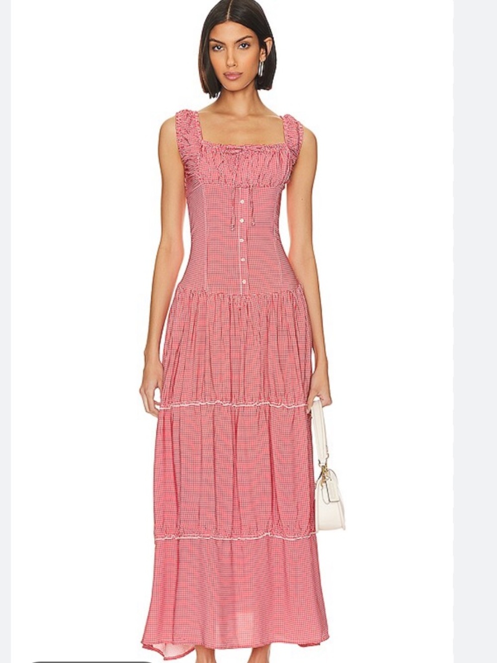 Frankie's Bikinis Pink Gingham Christabelle Maxi Dress